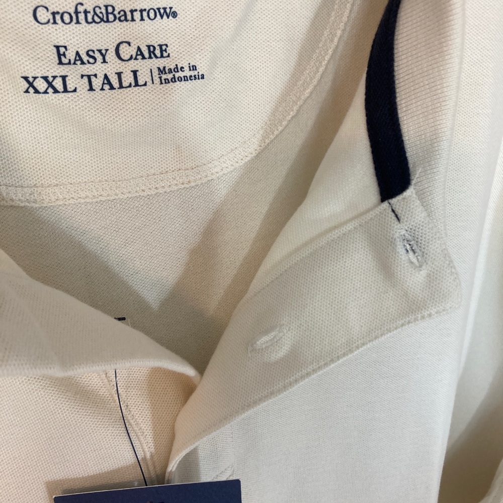 Croft and Borrow Cream Colored Men’s Polo Shirt, XXL Tall size - Picture 3 of 11